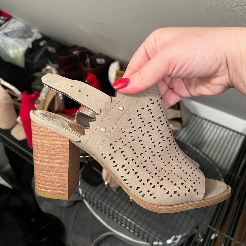 Vintage 7 Eight Peep Toe Bootie Heals